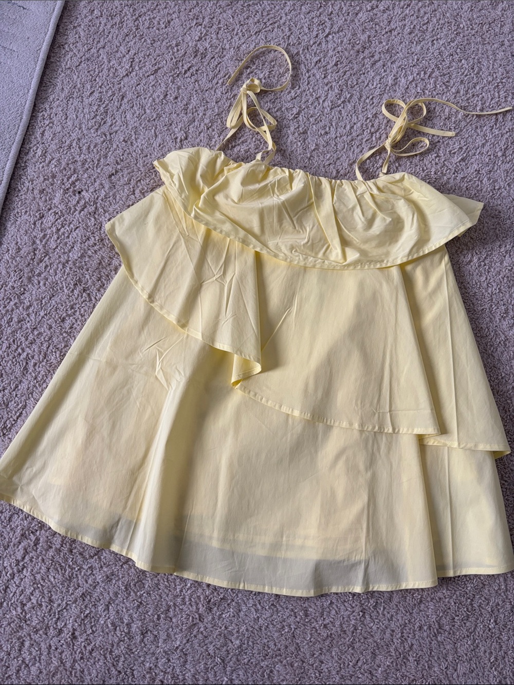 Yellow Ruffle Tiered Sundress with Tie Straps